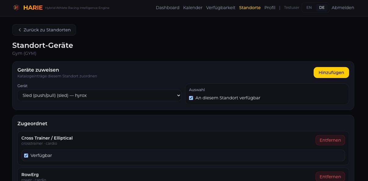 Standorte & Equipment – Screenshot 2
