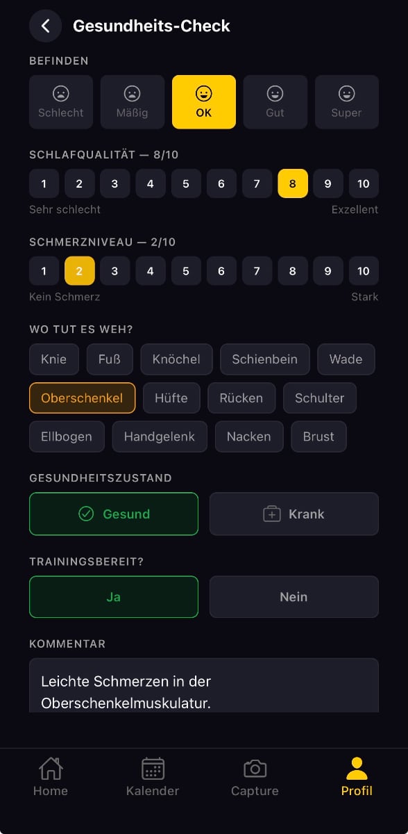 Health Feedback – Screenshot 1