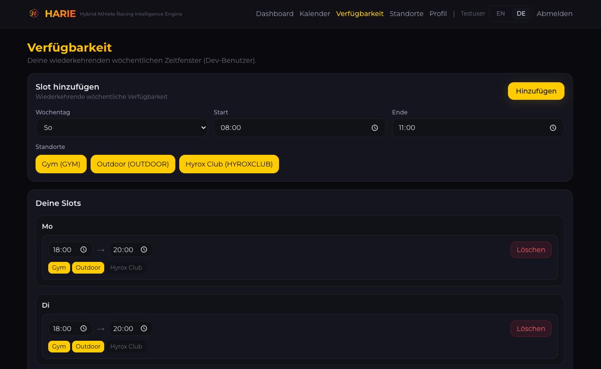 Verfügbarkeit – Screenshot 1